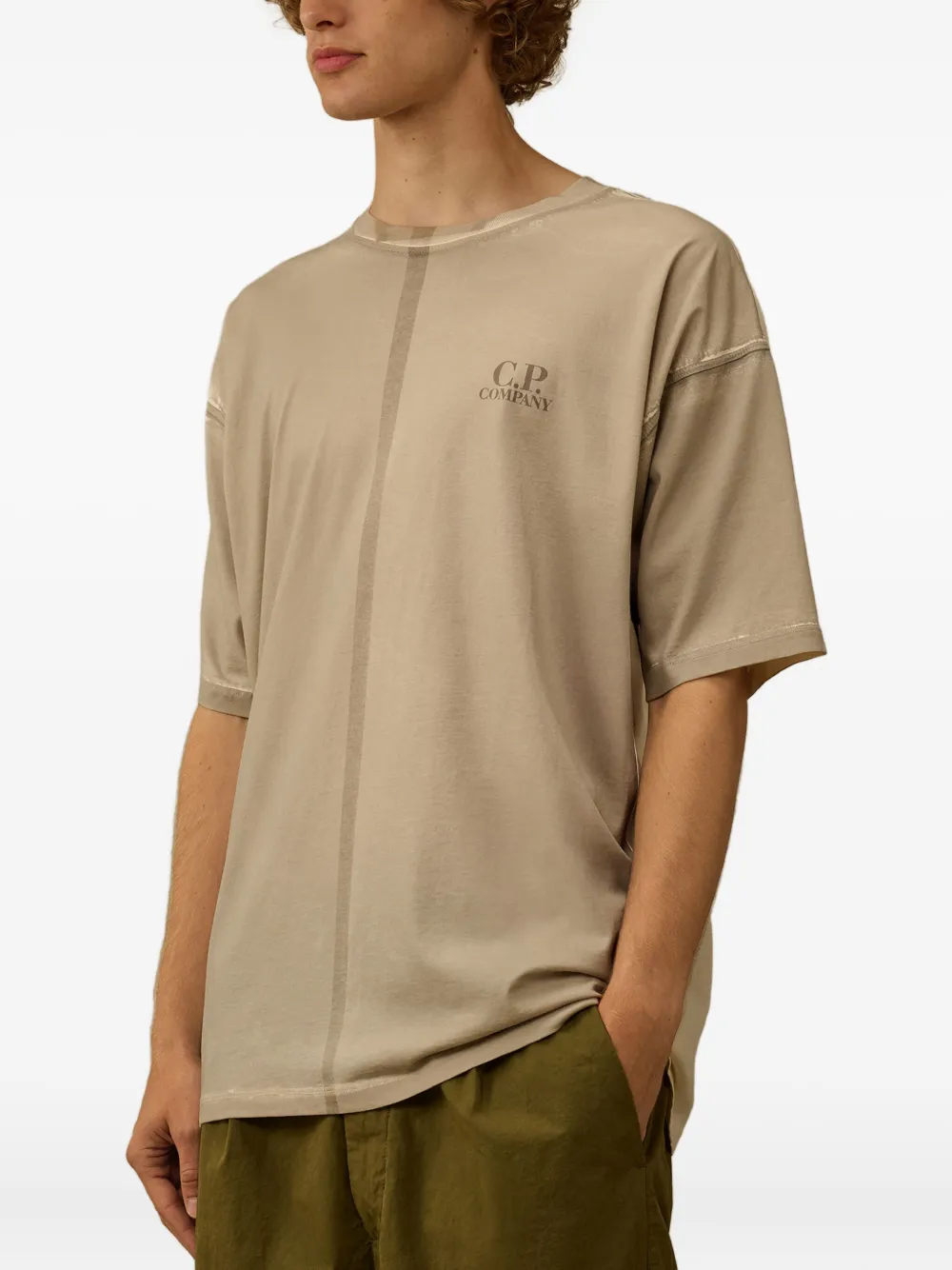 C.P. Company Katoenen T-shirt met centrale naad Beige