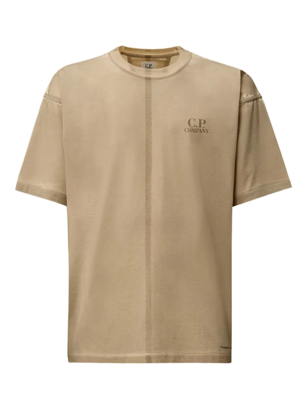 C.P. Company Katoenen T-shirt met centrale naad Beige