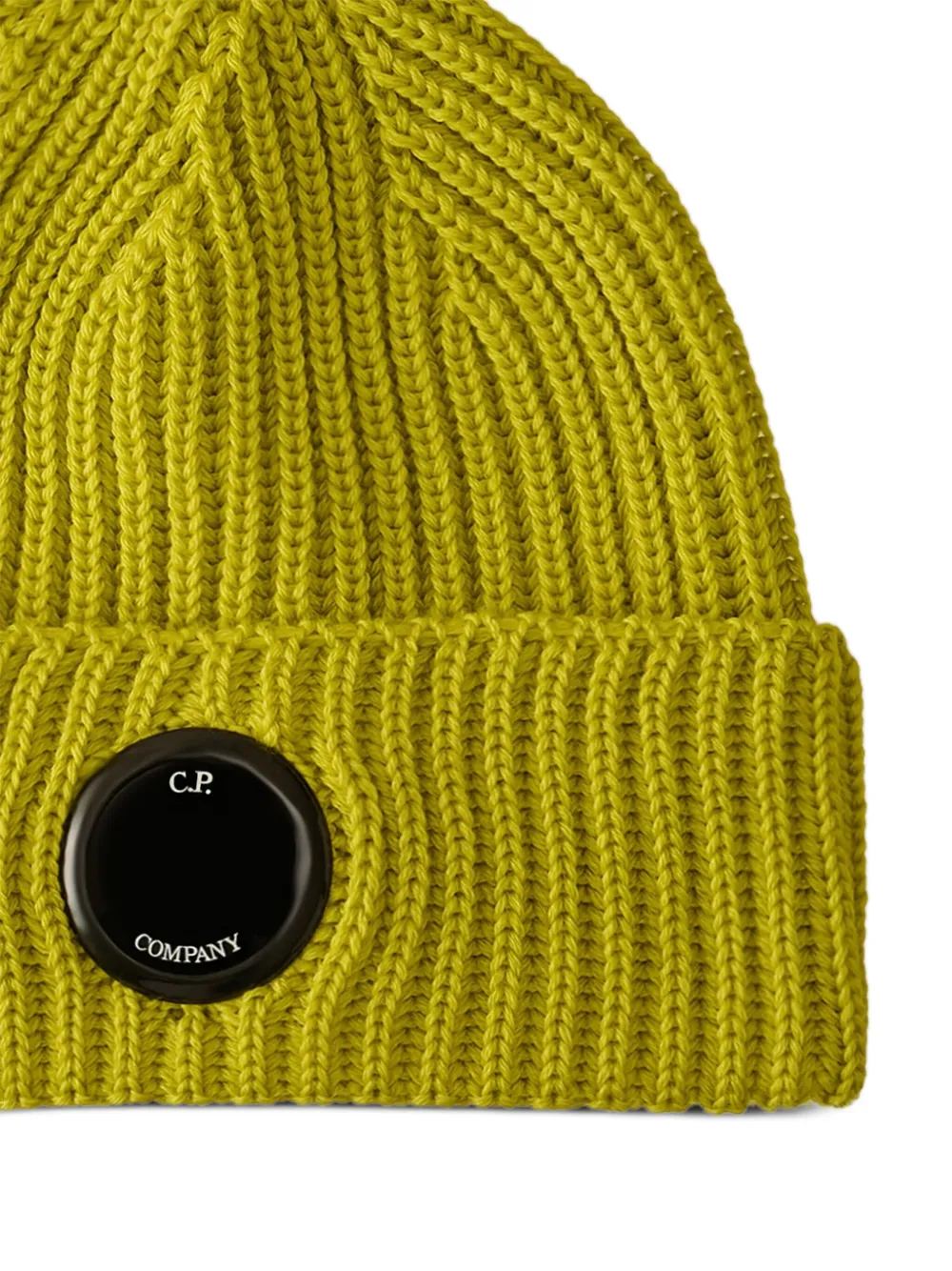 C.P. Company Geribbelde wollen muts met Lens-detail - Groen