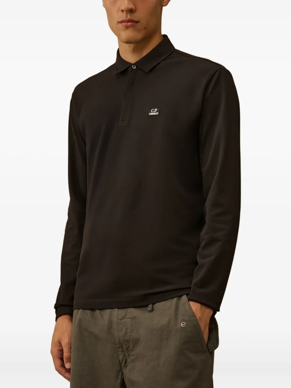 C.P. Company Poloshirt met lange mouwen en logo Zwart