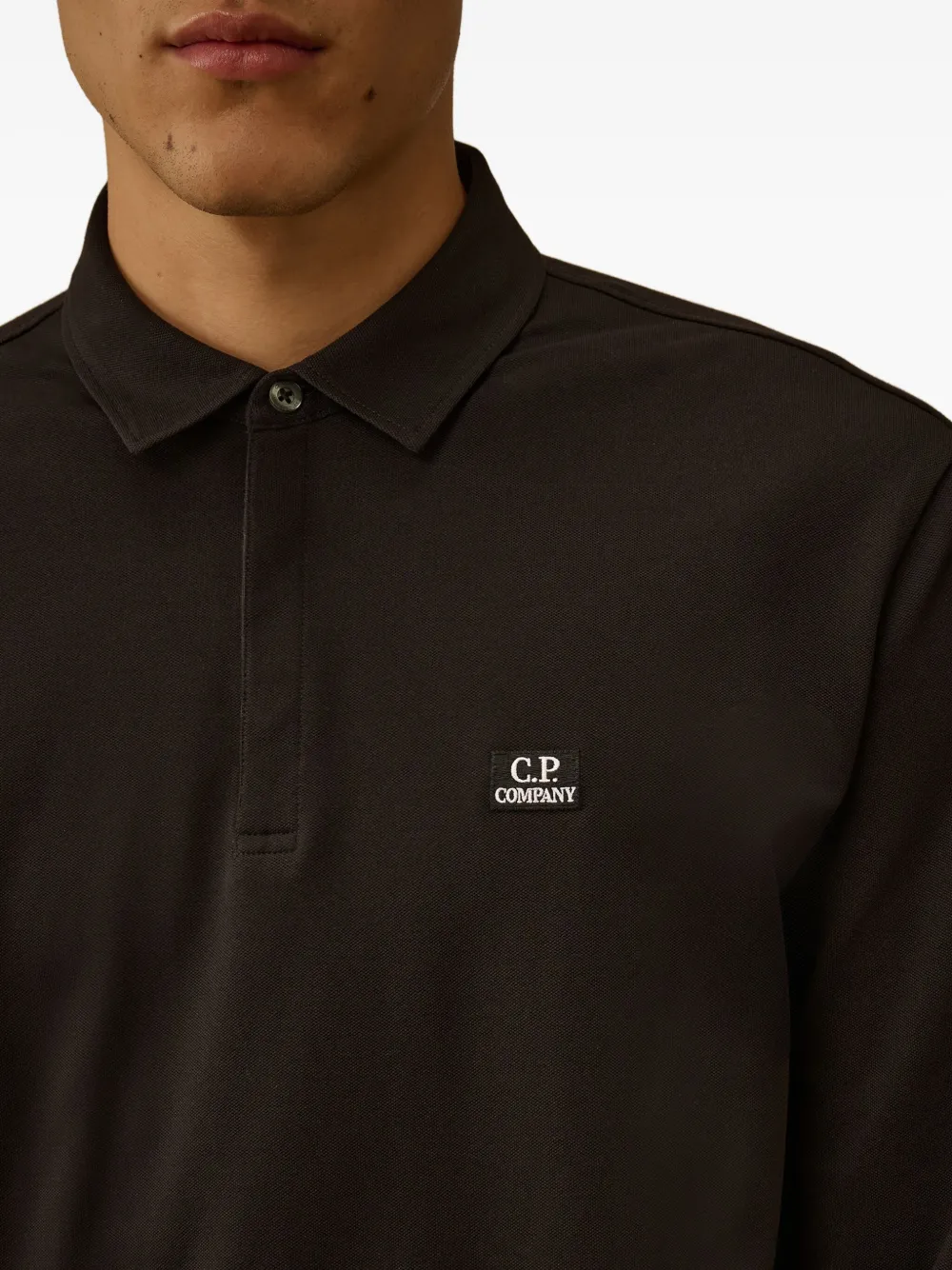 C.P. Company Poloshirt met lange mouwen en logo Zwart