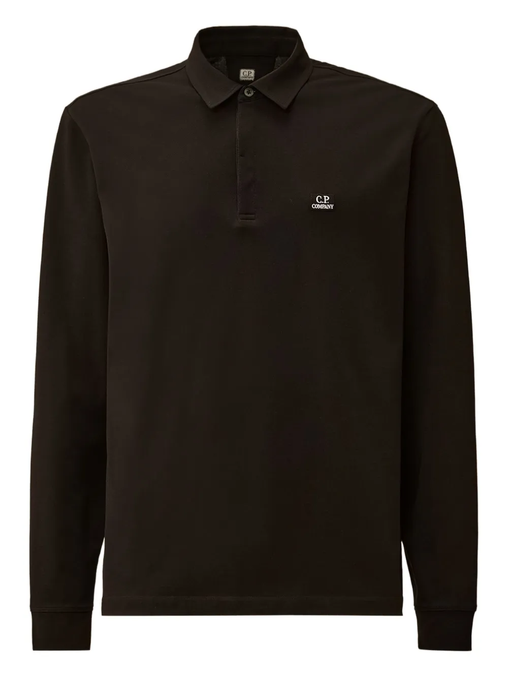 C.P. Company long-sleeve logo polo shirt | Black | Image 1