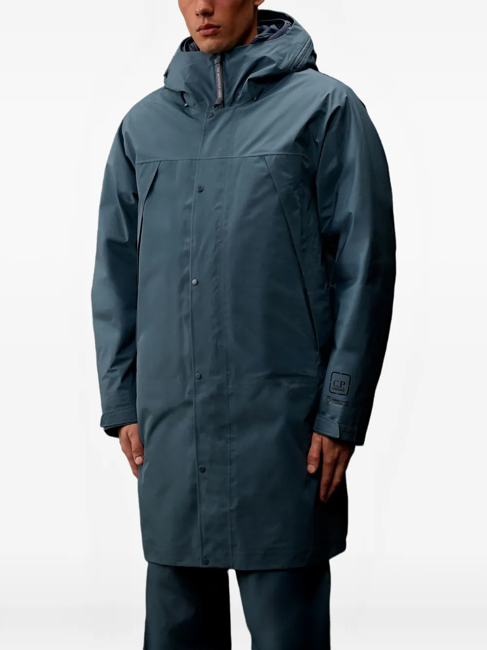 C.p. Company Hooded Button-fastening Raincoat In Multi