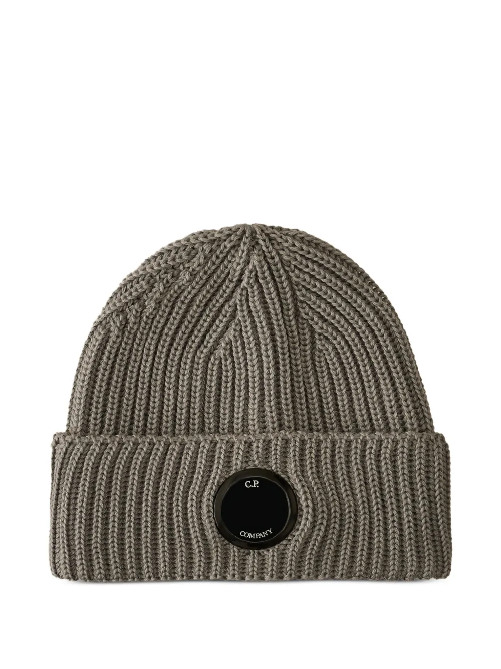 C.P. Company ribbed-wool lens-detail beanie hat | Grey | Image 1