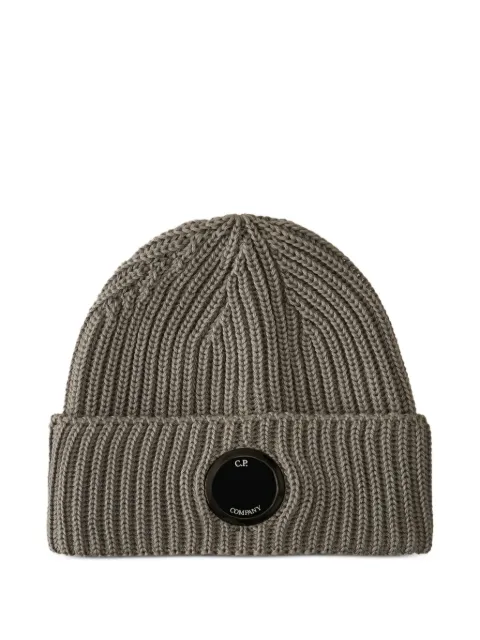 C.P. Company ribbed-wool lens-detail beanie hat