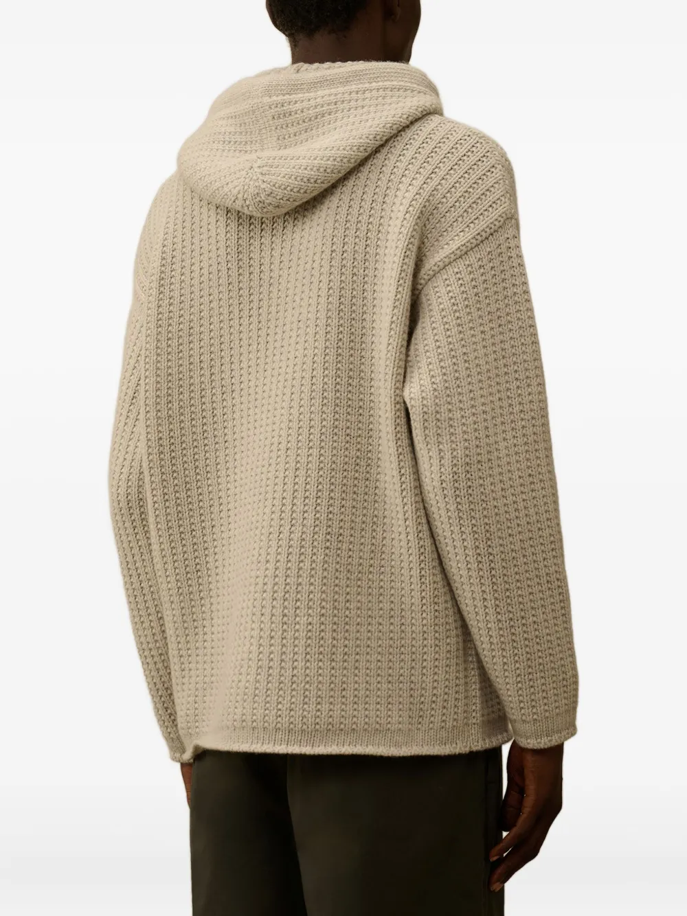 C.P. Company Gebreide hoodie met geborduurd logo Beige