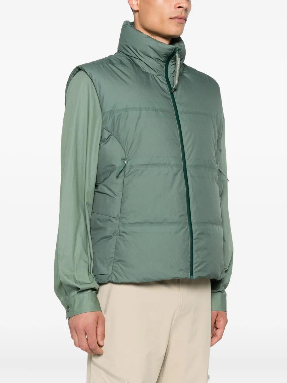 C.p. Company Quilted High-neck Vest In Green