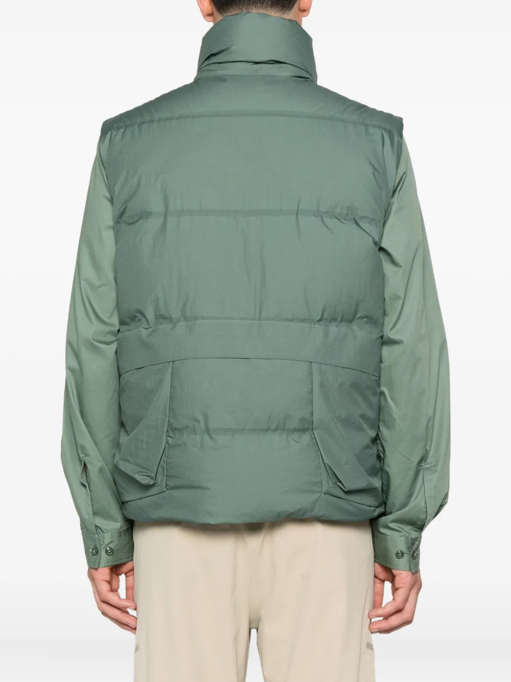 C.p. Company Quilted High-neck Vest In Green