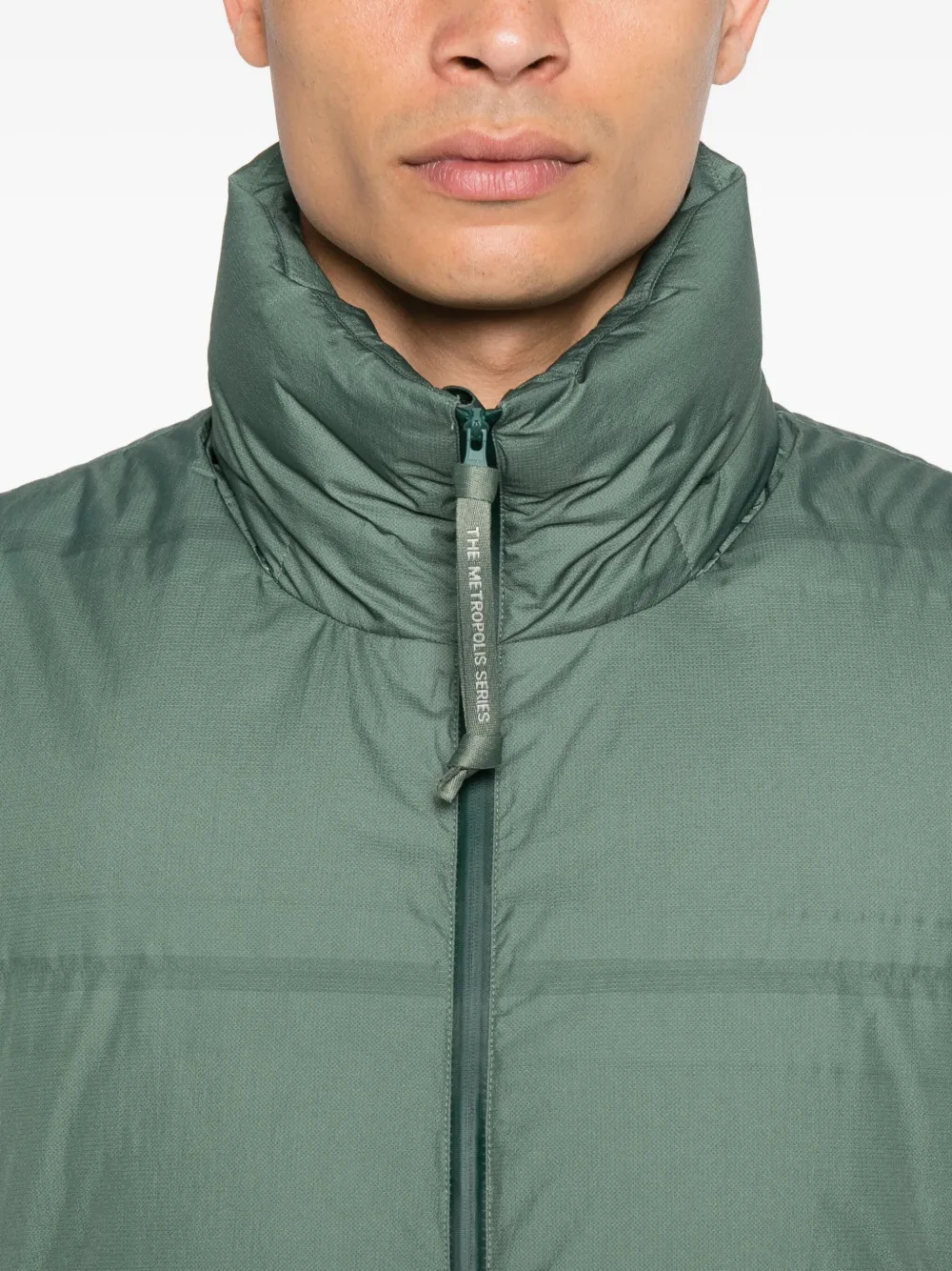 C.p. Company Quilted High-neck Vest In Green