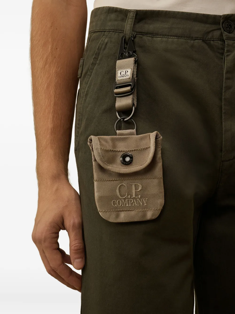 C.p. Company Logo-embroidered Keyring In Brown
