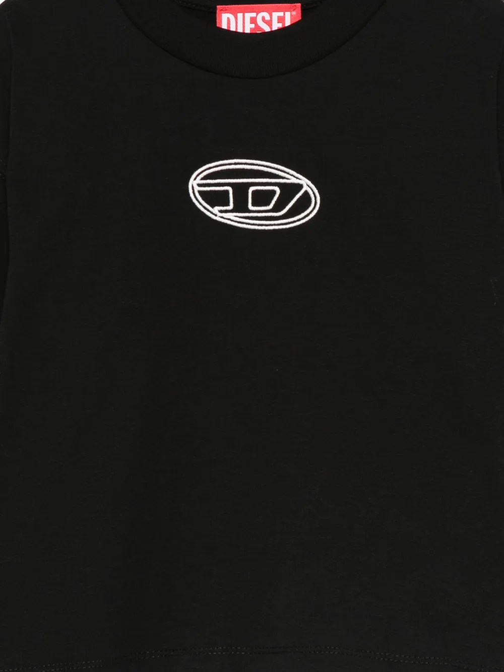 Diesel Kids Tixan logo-embroidered T-shirt Zwart