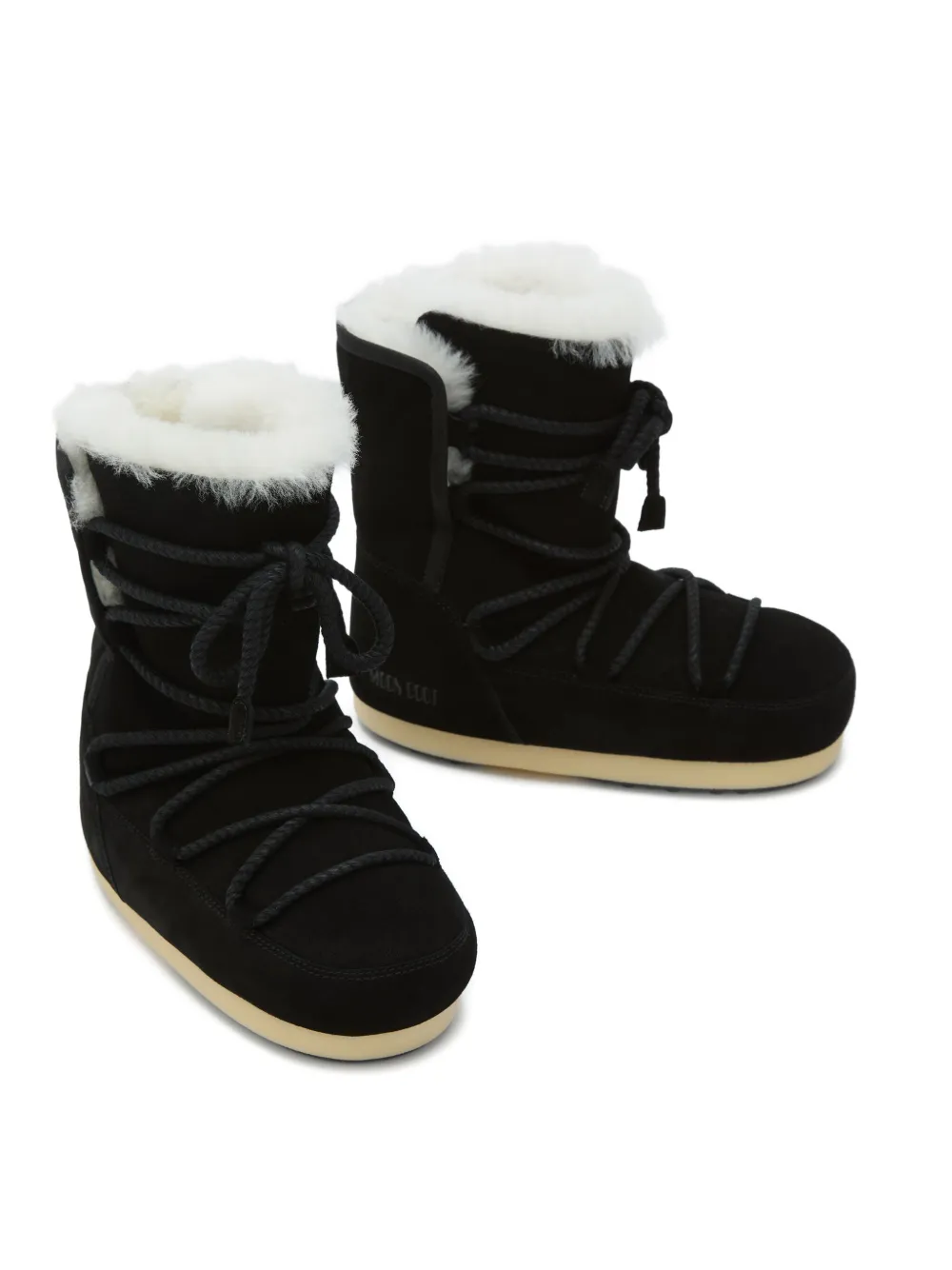 Moon Boot Evx Suede Shearling Lace-up Boots In Black