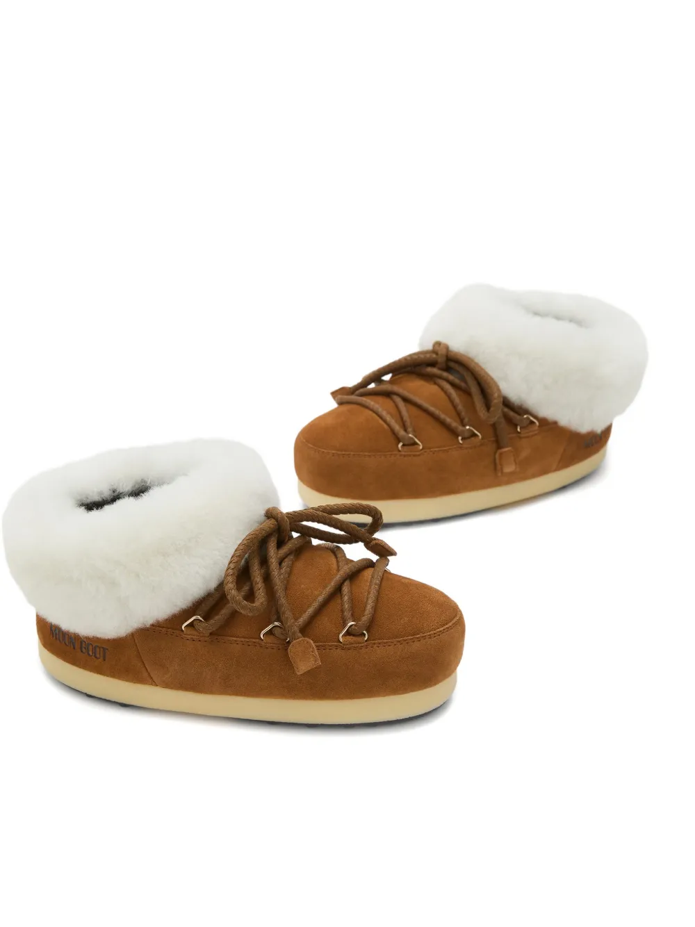 Moon Boot EVX lace-up shearling mules Brown