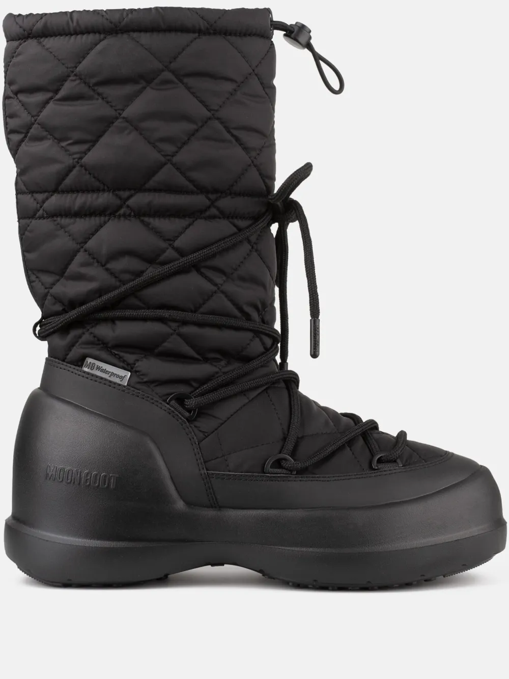 Moon Boot quilted lace-up rain boots N001 BLACK