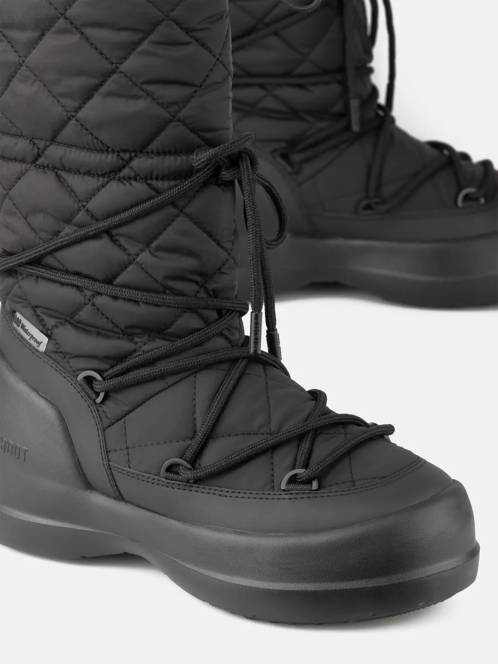 Moon Boot quilted lace-up rain boots N001 BLACK