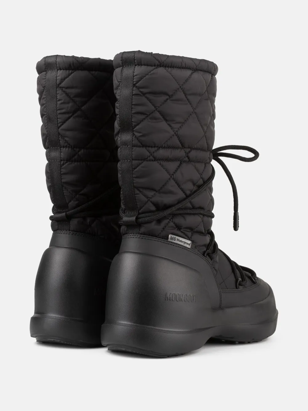 Moon Boot quilted lace-up rain boots N001 BLACK