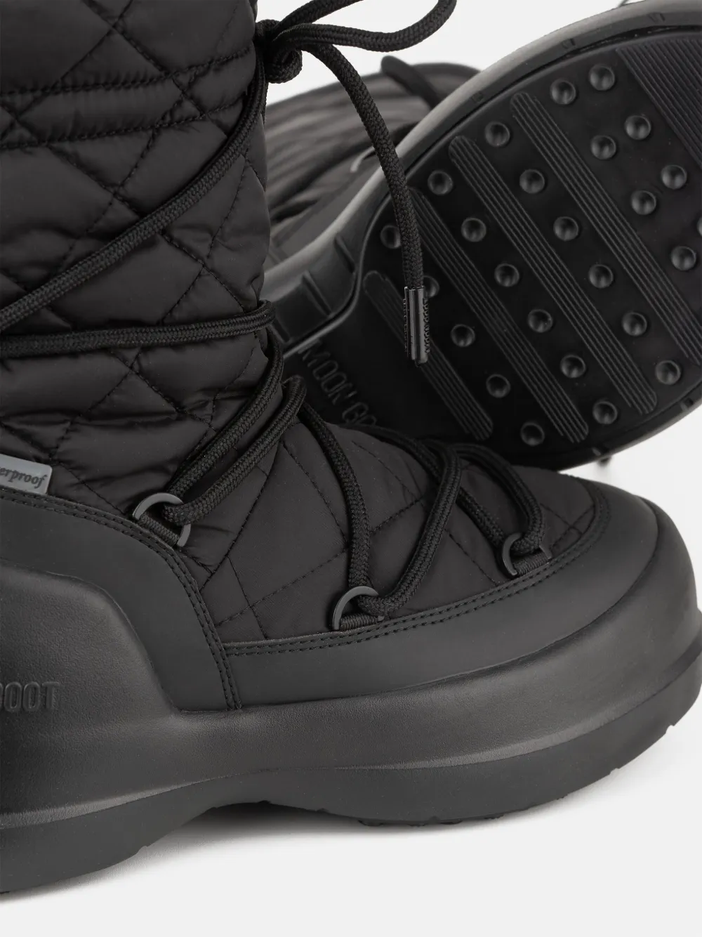 Moon Boot quilted lace-up rain boots N001 BLACK