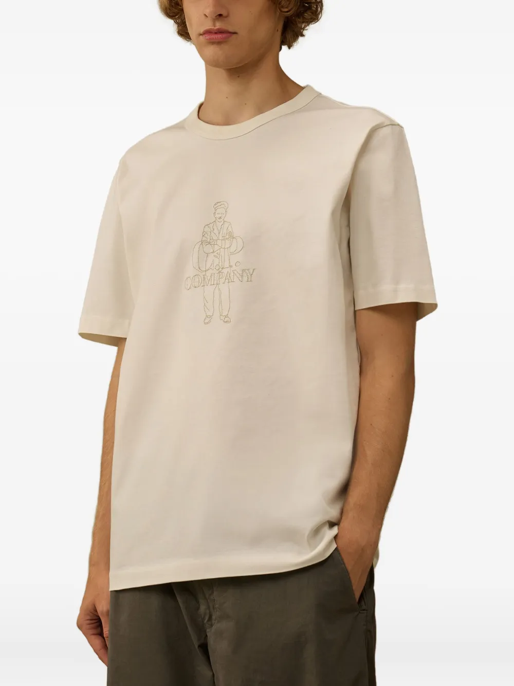 C.P. Company figure-embroidered T-shirt Wit