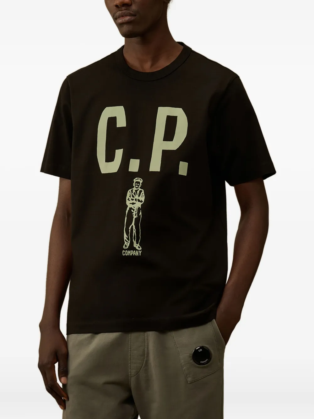 C.P. Company T-shirt met grafische print en ronde hals Zwart