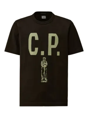 Tシャツ・カットソー C.P. COMPANY Men T Shirts 18CMTS256A110302W Brown C.P. Company logo-print T-shirt | Brown | FARFETCH