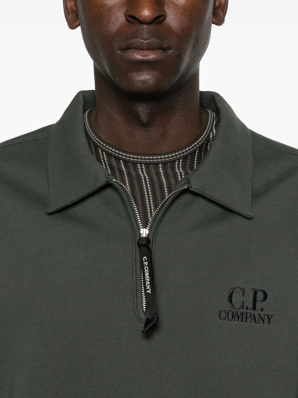C.p. Company Polo-neck Zip-up Sweatshirt In Gray