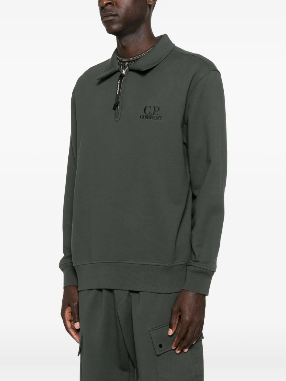 C.p. Company Polo-neck Zip-up Sweatshirt In Gray