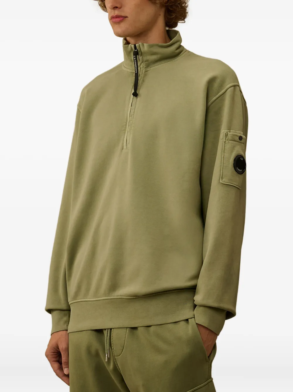 C.p. Company Half-zip Lens-pocket Sweatshirt In Green