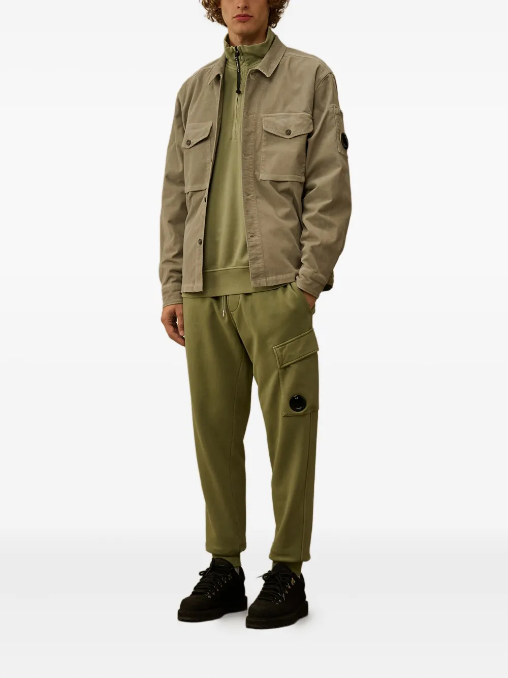 C.P. Company Sweater met halve rits en Lens-zak - Groen
