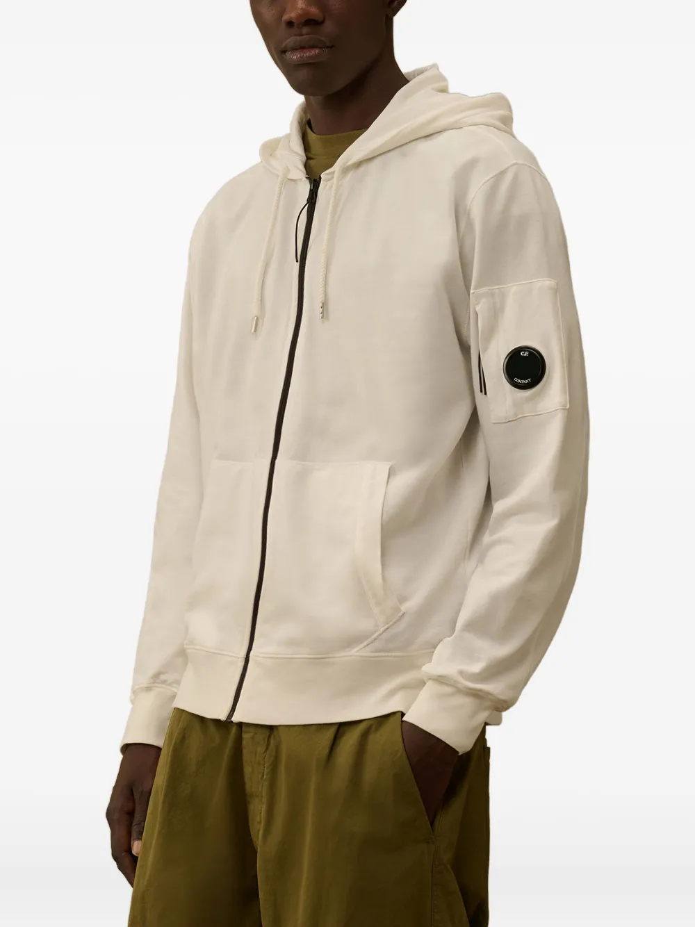 C.p. Company Diagonal Raised Fleece Hooded Sweatshirt In Neutral