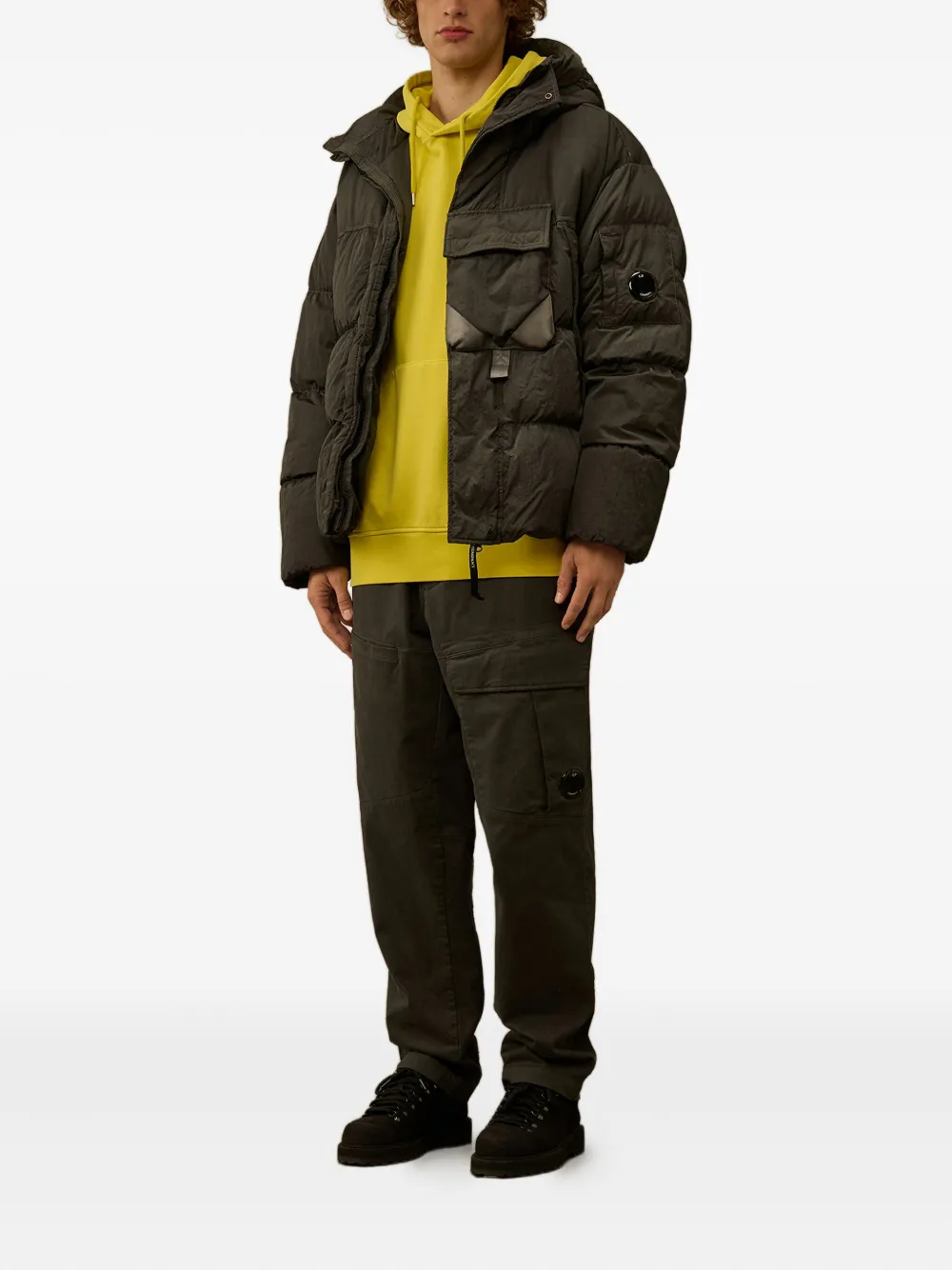 C.P. Company Hoodie met Lens-detail Geel