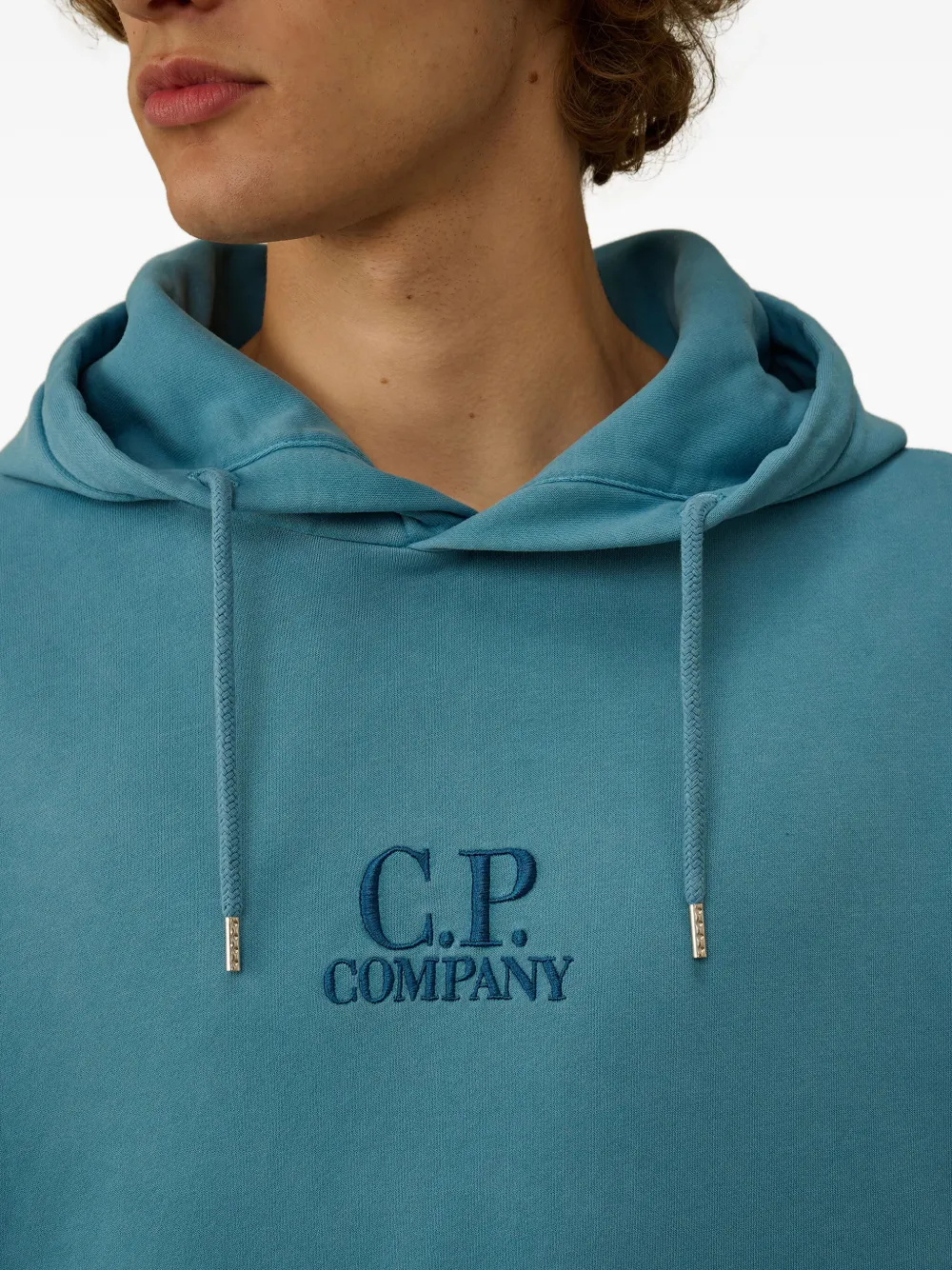 C.P. Company embroidered-logo hoodie Blauw