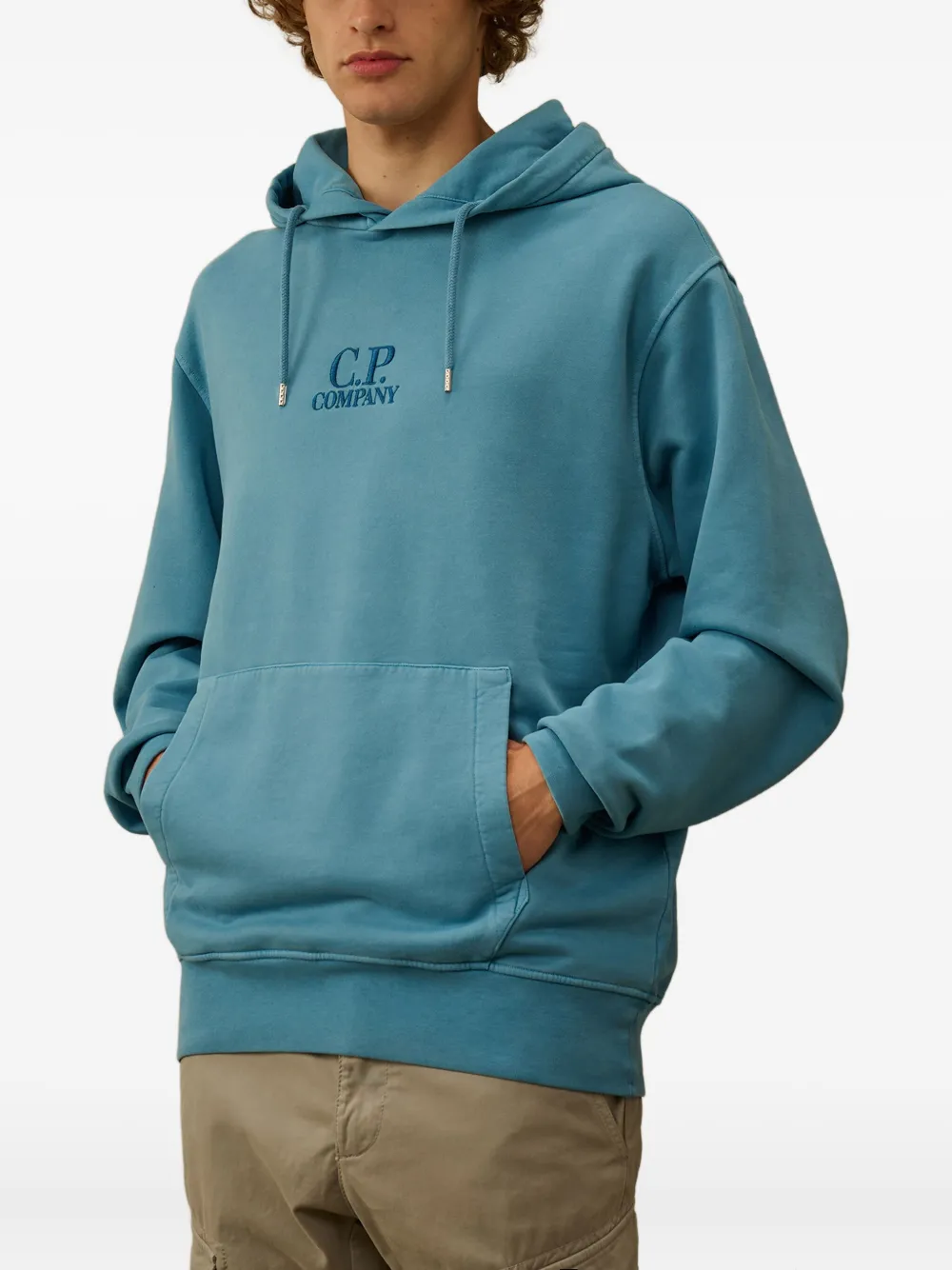 C.P. Company embroidered-logo hoodie Blauw