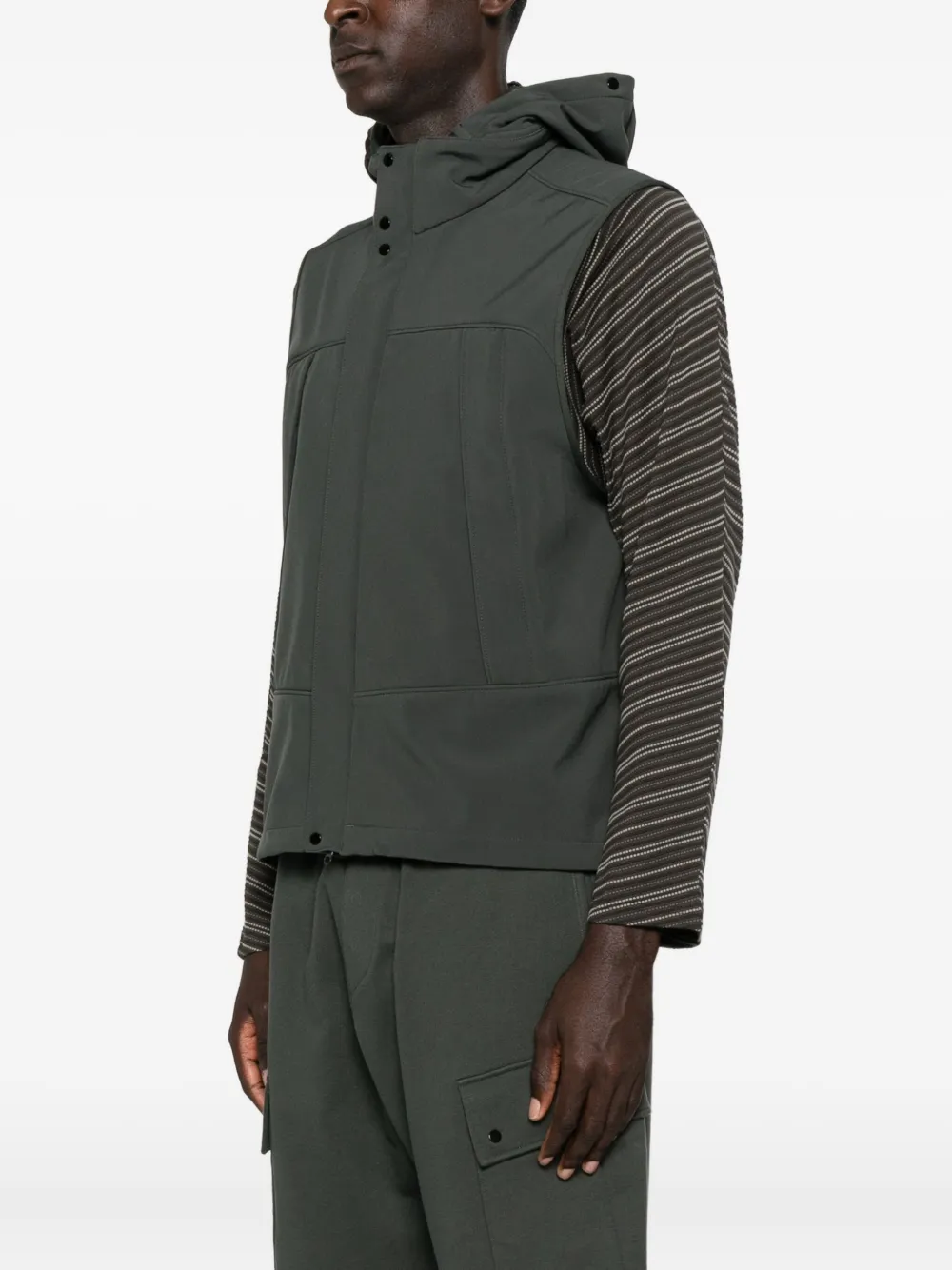 C.p. Company Hooded Sleeveless Waistcoat In Gray