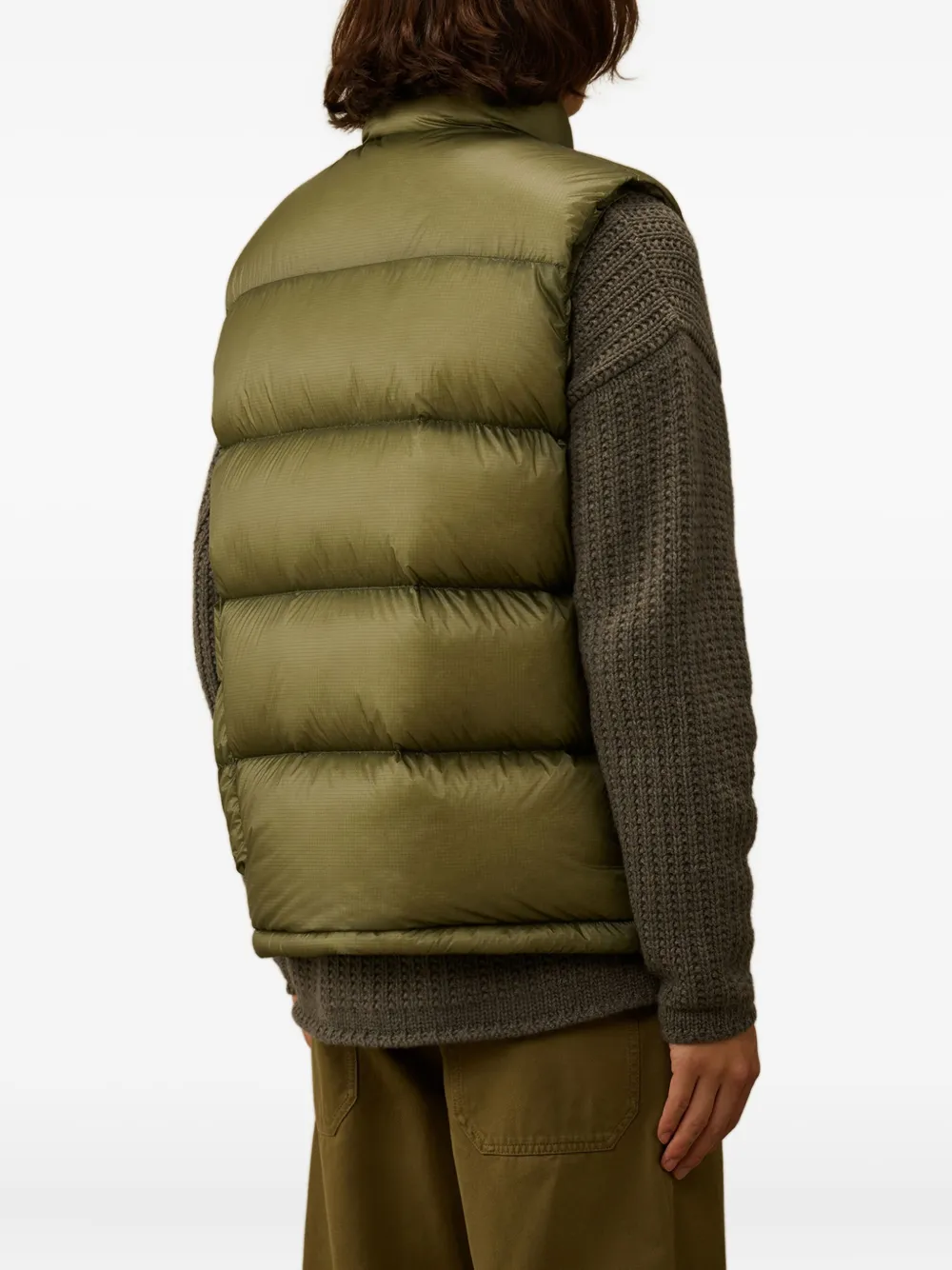 C.p. Company Button-fastening Padded Gilet In Green