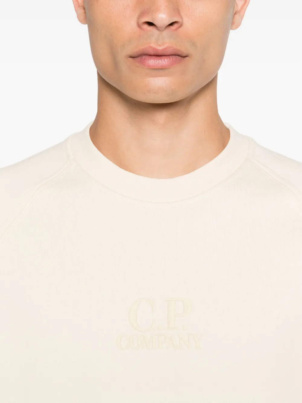 C.p. Company Embroidered-logo Sweatshirt In Neutral