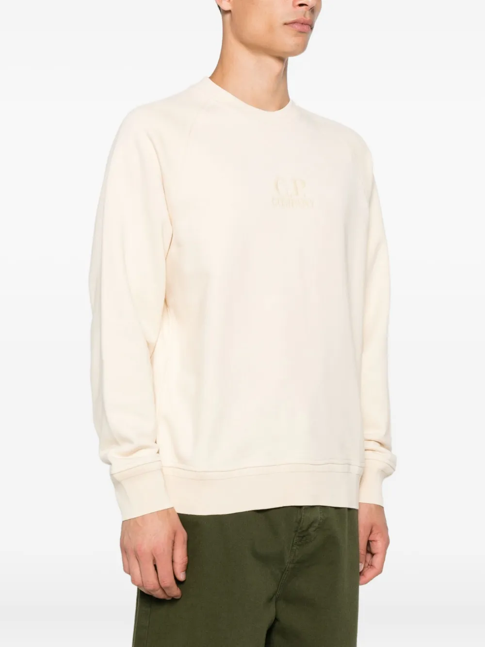 C.p. Company Embroidered-logo Sweatshirt In Neutral
