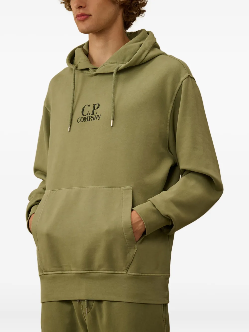 C.P. Company logo-embroidered hoodie Groen