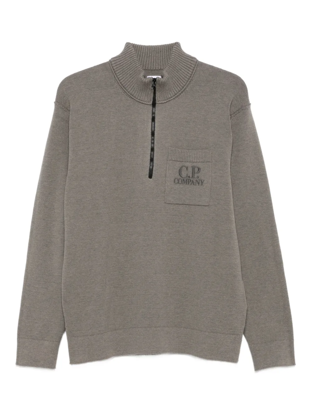 C.P. Company Sweater met halve rits en zak Grijs
