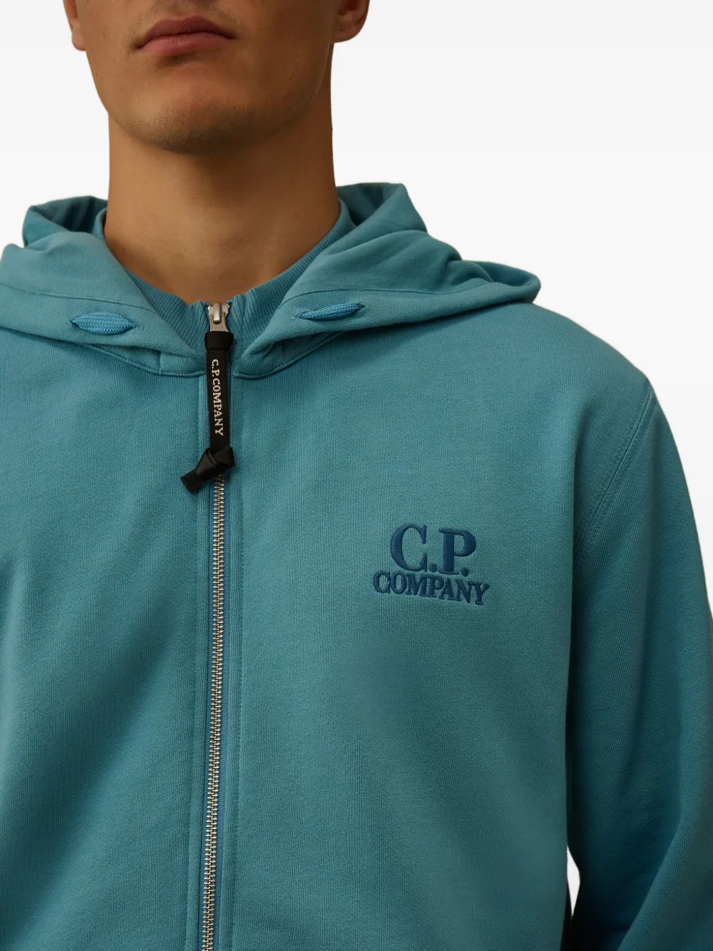 C.P. Company Hoodie met geborduurd logo Blauw