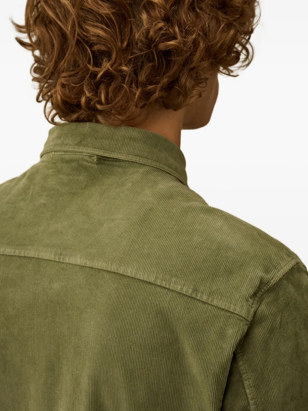 C.P. Company Ribfluwelen overhemd met opgestikte zak Groen