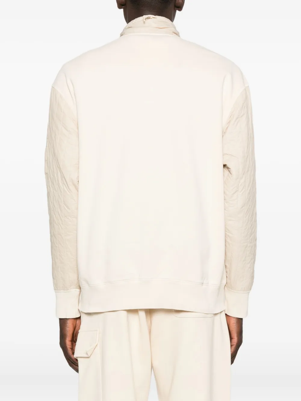 C.p. Company Half-zip Quilted-panel Sweatshirt In Neutral