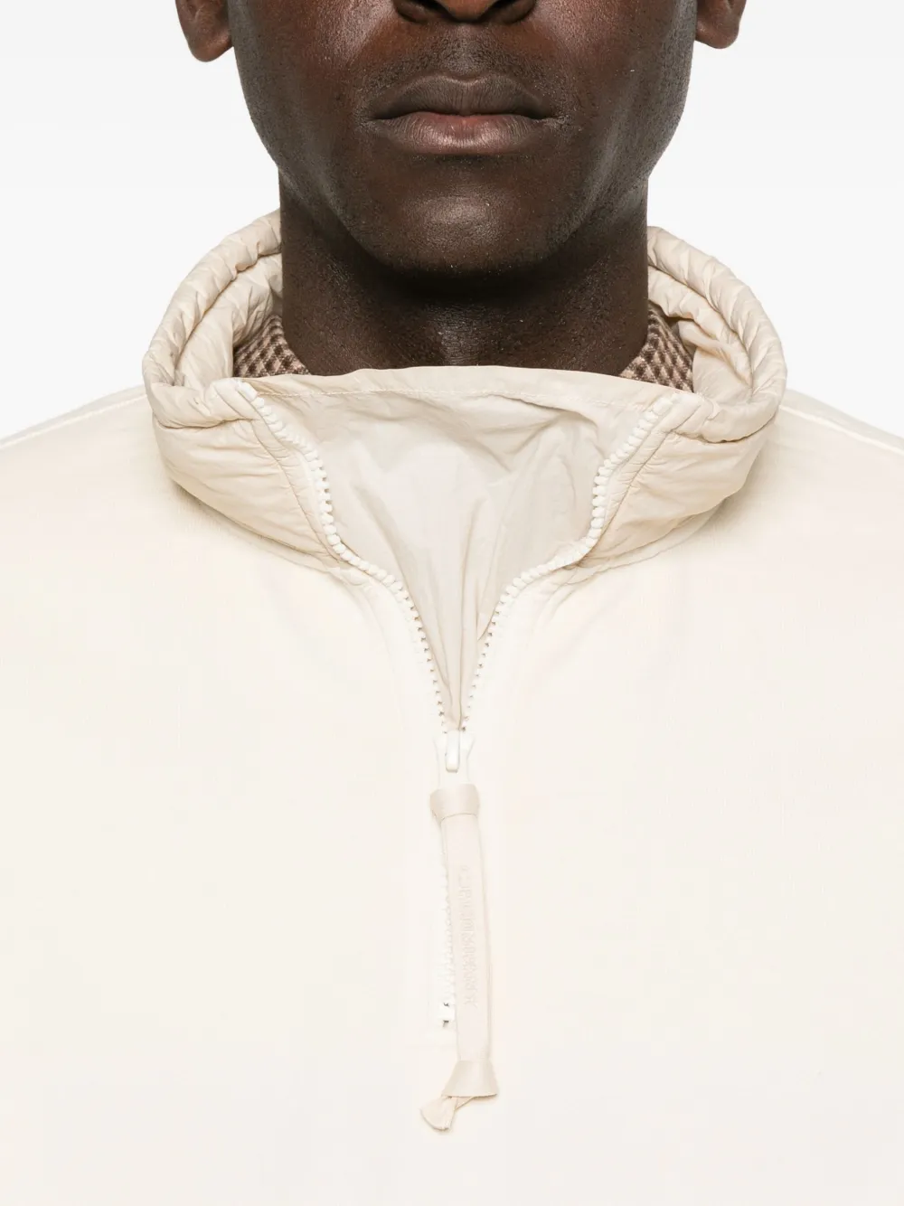 C.p. Company Half-zip Quilted-panel Sweatshirt In Neutral