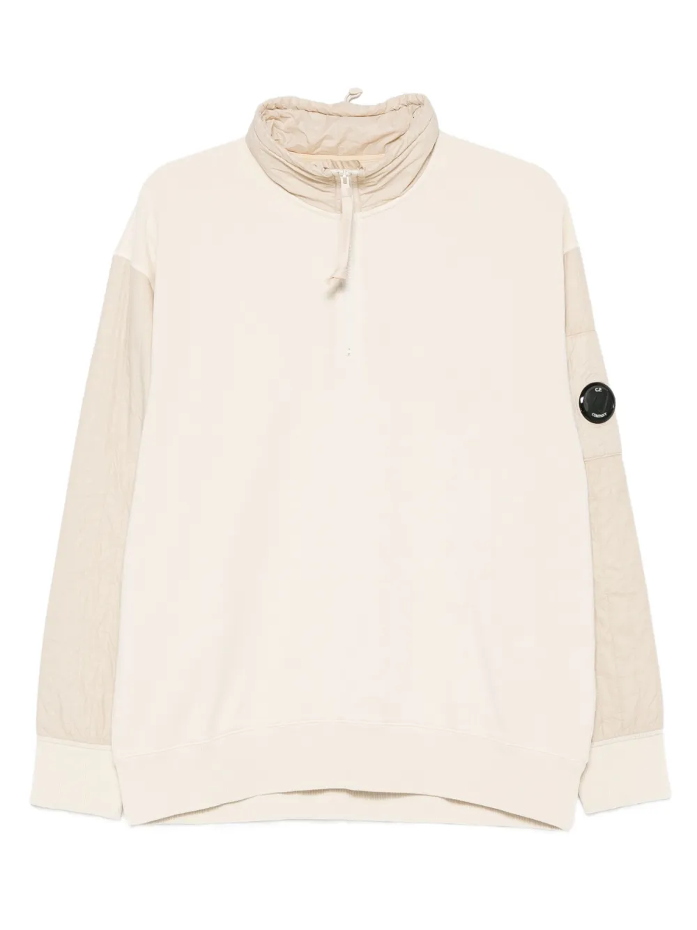 C.p. Company Half-zip Quilted-panel Sweatshirt In Neutral