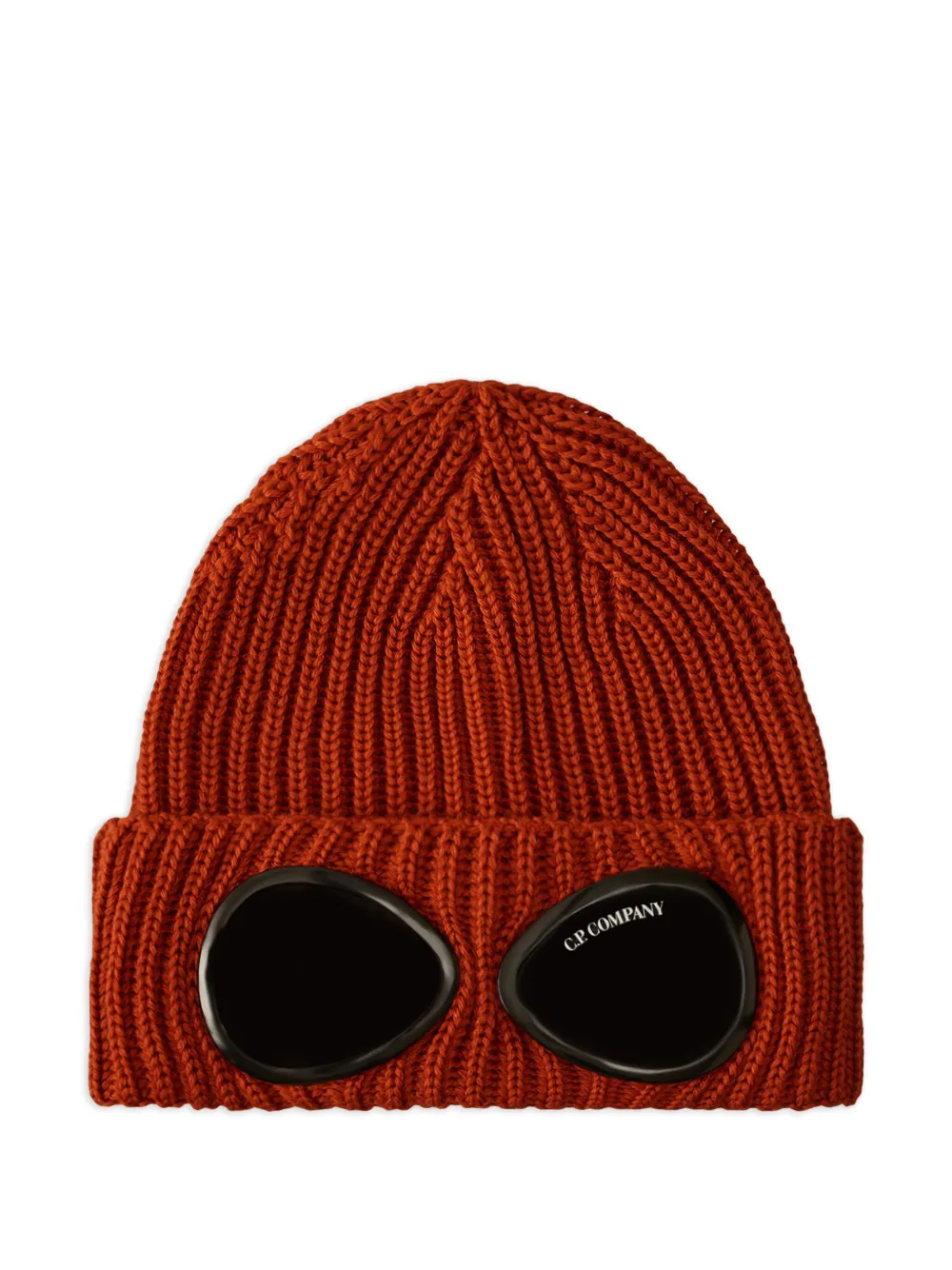 C.P. Company goggle-detail ribbed-wool beanie hat | Red | Image 1