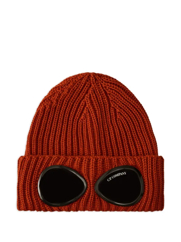 Company goggle-detail ribbed-wool Beanie Hat Red