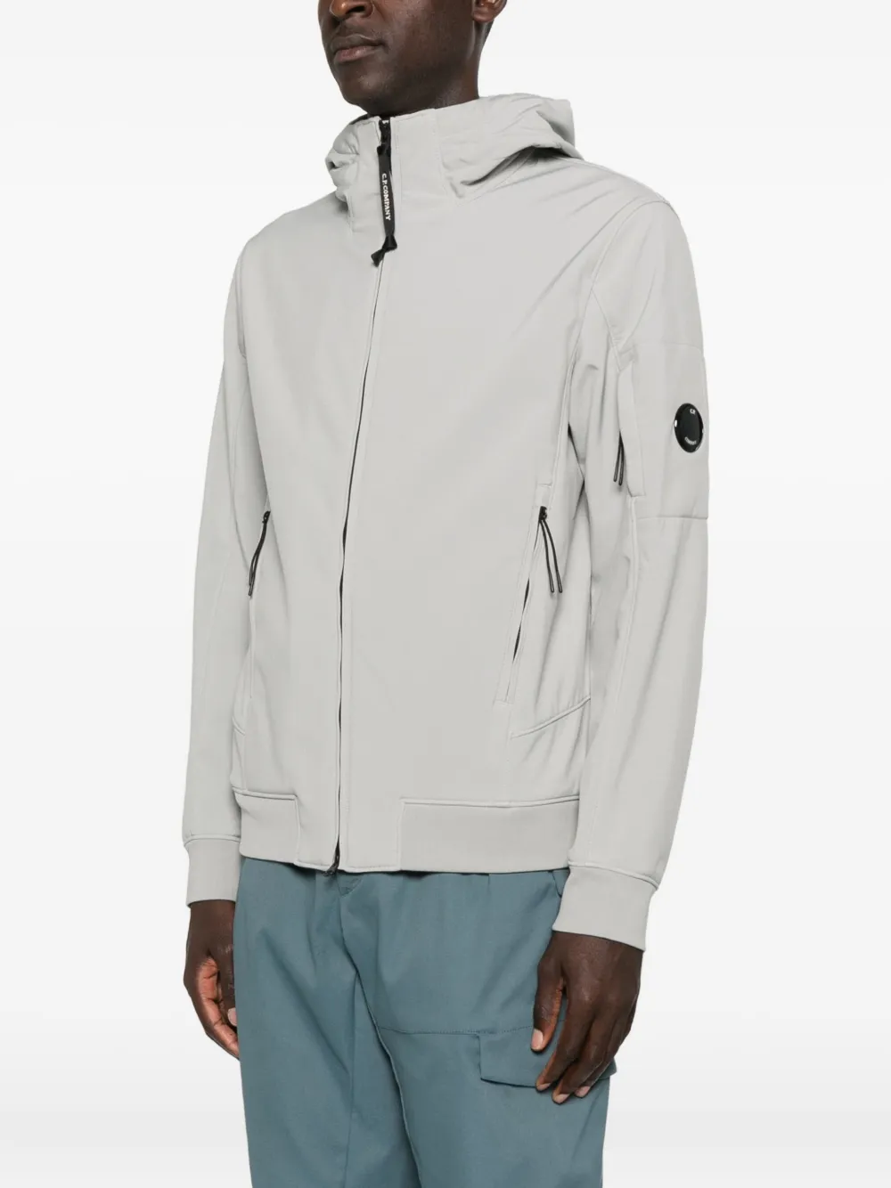 C.p. Company C.p.company Zip-front Jacket With Hood In Gray