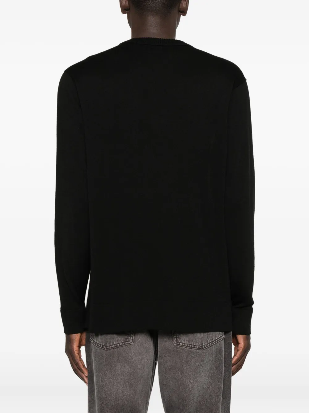 C.p. Company Crew-neck Wool-silk Blend Sweater In Black