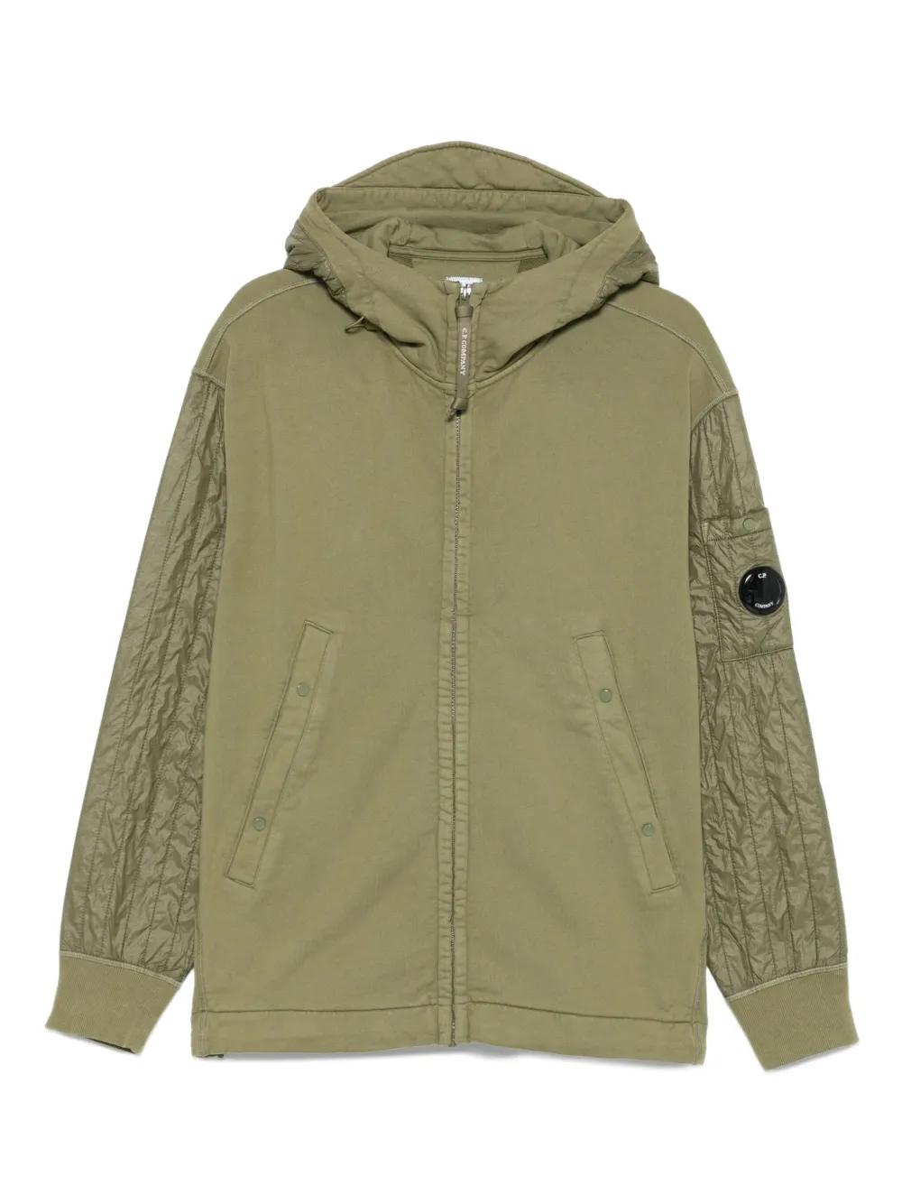 C.P. Company quilted-sleeve hooded zip-up jacket | Green | Image 1