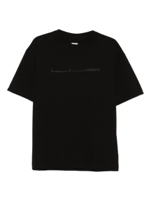 Tシャツ・カットソー C.P. Company T-shirt con logo e stampa C.P. Company Men's Logo T-Shirt in Total Eclipse C.P. Company