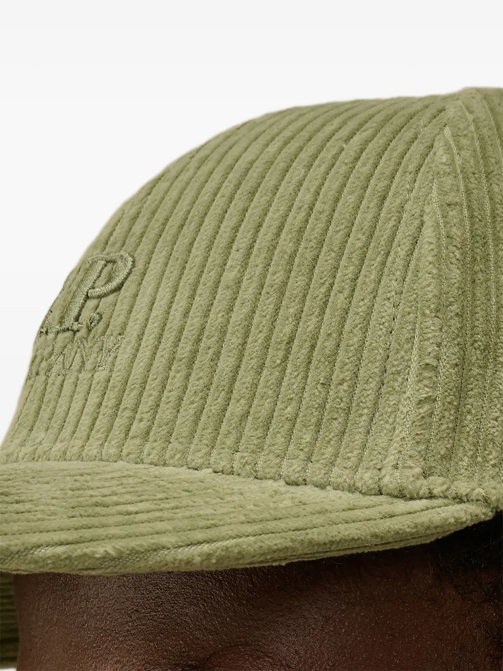 C.p. Company Logo-embroidered Corduroy Cap In Green
